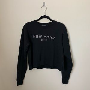 “NEW YORK” Black Cropped Sweater - Brandy Melville